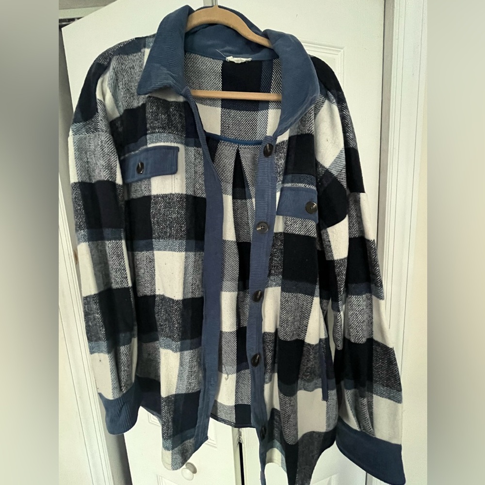 Navy Plaid Shacket